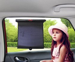 Car Window Roller Shade, By AutoMuko Retractable Car Sunshade for Side Window – Blocks Harmful UV Rays and Offers Effective Sun Glare Protection (2 Pack)