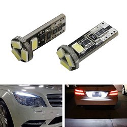 iJDMTOY® (2) 5-SMD 168 W5W 2825 T10 CANbus Error Free LED Replacement Bulbs For Audi BMW Mercedes Porsche Parking Lights, License Plate Lights, Xenon White