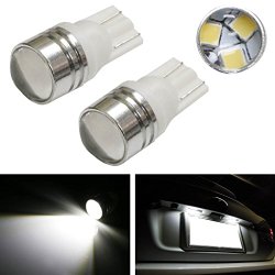 iJDMTOY® (2) Xenon White 3-SMD-2835 Projector Lens 168 194 2825 W5W LED Replacement Bulbs For License Plate Lights, also Parking Position Lights, Interior Lights