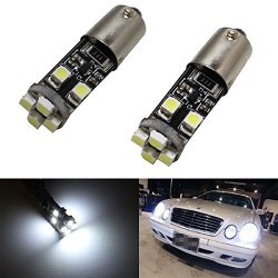 iJDMTOY 8-SMD Error Free BA9 64132 H6W LED Bulbs For European Cars Parking Lights, Xenon White