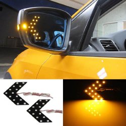 iJDMTOY Universal Fit Ultra Slim 14-SMD Side Mirror LED Turn Signal Arrows, Amber Yellow