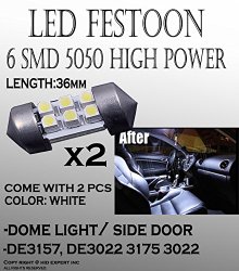 JDM 3022 6-SMD Car Lamp Festoon 2pcs 36mm White LED Car doom Light Bulbs wenc