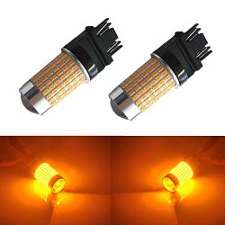 JDM ASTAR Extremely Bright 144-EX Chipsets 3056 3156 3157 4157 LED Bulbs with Projector , Amber Yellow