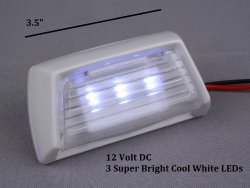 LED Convenience Courtesy Light – 3 Cool White LEDs – Waterproof, Compact 12vdc Fixture Truck, Auto, RV, Aircraft lighting