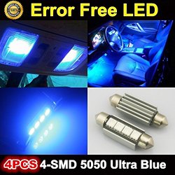Partsam 4x Blue 4SMD Error Free LED MAP/DOME INTERIOR LIGHTS BULBS/BULB 42MM FESTOON For 2005-2013 Ford Escape