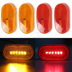 Partsam 4x LED Front Rear Side Marker Light Indicator for Boats Truck Trailer Amber & Red
