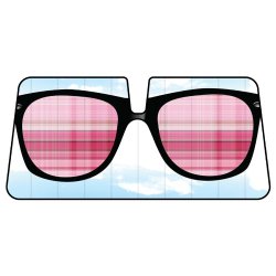 Pink Sun Glasses in Baby Blue Sky Background Car Truck SUV Front Windshield Sunshade – Accordion Style