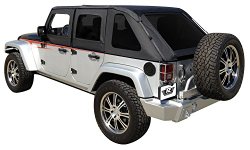 Rampage Products 109835 Black Frameless Soft Top Kit with Tinted Windows for Jeep Wrangler JK Unlimited 4-Door