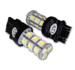 TuningPros LEDRS-3157-WS18 Rear Signal LED Light Bulbs 3157, 18 SMD LED White 2-pc Set