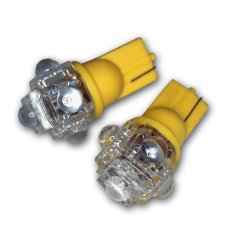TuningPros LEDUHL-T10-A5 Under Hood Light LED Light Bulbs T10 Wedge, 5 Flux LED Amber 2-pc Set