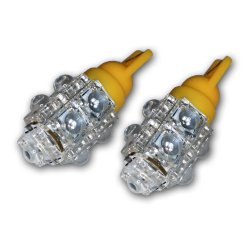 TuningPros LEDUHL-T10-A9 Under Hood Light LED Light Bulbs T10 Wedge, 9 Flux LED Amber 2-pc Set