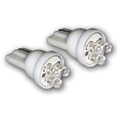 TuningPros LEDUHL-T10-W3 Under Hood Light LED Light Bulbs T10 Wedge, 3 LED White 2-pc Set