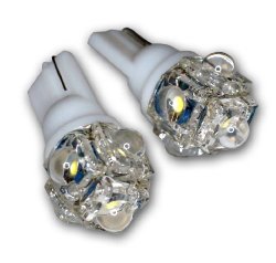 TuningPros LEDUHL-T10-W5 Under Hood Light LED Light Bulbs T10 Wedge, 5 Flux LED White 2-pc Set