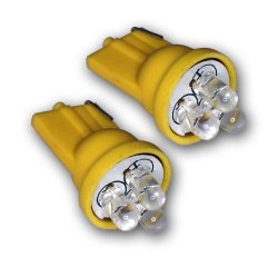 TuningPros LEDUHL-T10-Y3 Under Hood Light LED Light Bulbs T10 Wedge, 3 LED Yellow 2-pc Set