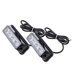 1 Pair Universal 4-LED Amber/White 16-Flashing Mode Car Truck Warning Caution Emergency Construction Strobe Light Bar