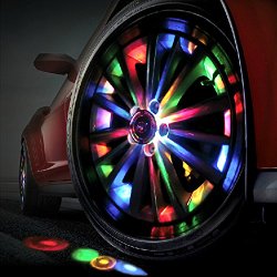 Aumo-mate Awesome 4pcs/set Car LED Solar Flash Wheel Tire Light Auto Neon Flashing Lamp Cool Decoration Color Can Be Control/ Automatic Mode & Colorful