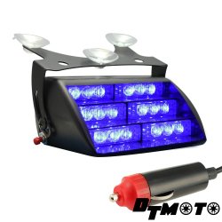 DT MOTO™ Blue 18x LED Personal Emergency Vehicle Windshield Strobe Dash Warning Light – 1 unit