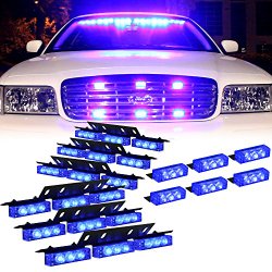 DT MOTO™ Blue 54x LED Volunteer Vehicle Dash Grill Deck Strobe Warning Lights – 1 set