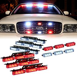 DT MOTO™ Red White 54x LED Emergency Service Vehicle Dash Deck Grill Warning Light – 1 set