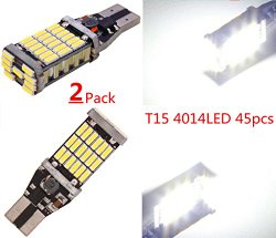 FlashWolves® 1000 lumens Extremely Bright Canbus Error Free 921 912 T10 T15 AK-4014 45pcs Chipsets LED Bulbs For Backup Reverse Lights, Xenon White 6500K