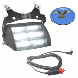 HQRP 18 LED Car / Truck Visor Dashboard Emergency Strobe Lights For Warning and High Visibility White 6 LED Section 3 LEDs per Panel plus HQRP Coaster