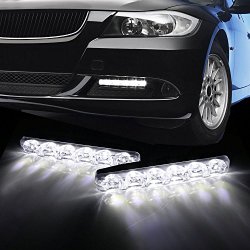iJDMTOY (2) 6000K Cool White 6-LED Universal Fit LED Daytime Running Lights For Car