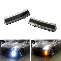 iJDMTOY® OEM Exact Fit CREE Switchback LED Front Bumper Reflector Replacement LED Daytime Running Lights For 2006-2009 Nissan 350Z LCI