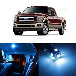 Partsam 11x 2005-2016 Ford F-250 F-350 F-450 F-550 Ice Blue LED Package Interior + License