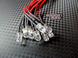 Qty 10- LED Lights- 3mm pre wired 12 volt leds- 12V White