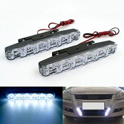 Rayhoo Xenon White light Universal Fit 6-LED High Power LED Daytime Running Lights Driving Lamp(DRL Kit)
