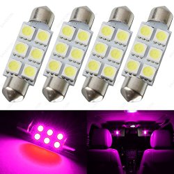 SAWE – 44MM 6-SMD 5050 Festoon Dome Map Interior LED Light Bulbs Lamp For 6411 578 211-2 212-2 (4 pieces) (Pink/Purple)