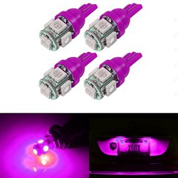 SAWE – T10 Wedge 5-SMD 5050 LED Light bulbs W5W 2825 158 192 168 194 (4 pieces) (Pink/Purple)