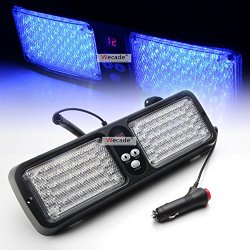 Wecade® 86 LED Sunshield Strobe Light Super Bright Flashing Emergency Warning Lights for Visor Maximum Visibility with 12 Flashing Patterns Fits Commercial Truck Boat Car (Blue)