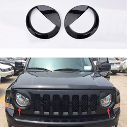 Wotefusi Car New Black Color Pair ABS Electroplating Front Headlight Lamp Light Cover Molding Trim Frame Rim Kit Set Bird Type For Jeep Patriot 2011-2015 2012 2013 2014