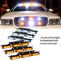 XKTTSUEERCRR 54 LED Emergency Vehicle Strobe Lights Bars Warning Deck Dash Grille Amber/White