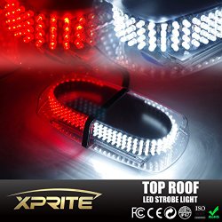 Xprite White & Red 240 LED Law Enforcement Emergency Hazard Warning LED Mini Bar Strobe Light with Magnetic Base