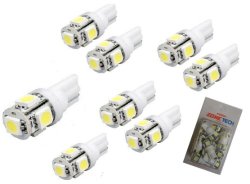 Zone Tech LED replacements for Malibu Landscape light 5 LED SMD SMT 194 T10 Wedge Base Warm White 12V DC/AC 1407WW (Pack of 8)