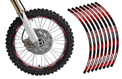 Dirt Bike Rim Protector Decal Kit for 19 and 21 Inch Wheels By Allmotorgraphics No2119 Red