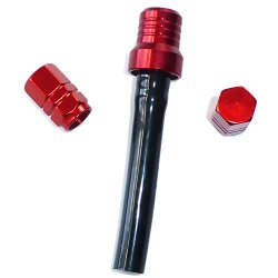 Gas Cap Vent with Check Valve AND matching Billet Valve cap set – Red with black tube