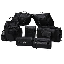 Genuine Leather 9-Piece Motorcycle Saddlebag Luggage Set
