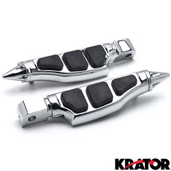Krator® Honda / Kawasaki / Suzuki / Yamaha NEW Stiletto Rear Foot Peg Foot Rests Chrome Stiletto Motorcycle Foot Pegs Footrests Left+Right