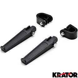 Krator® Black Anti-Vibrate Engine Guard Foot Pegs + Clamps For Triumph Trophy 650 900 1200 Tiger Daytona 800 1050