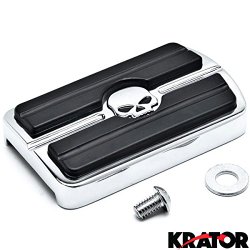 Krator® Chrome Brake Pedal Pad Cover Black NonSlip Rubber For Harley Davidson Dyna Switchback Models 2012-2015