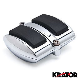 Krator® New Chrome Brake Pedal / Heel Shift Pad Cover with Black Non-Slip Rubber Pads Chrome Brake Pedal / Heel Shift Pad Cover Rubber