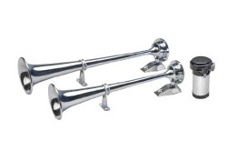 Wolo (150) Sea Alert Xtreme Chrome Plated Trumpet Horns – 12 Volt, Low and High Tone