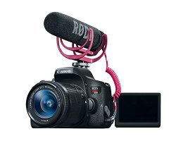 Canon EOS Rebel T6i Video Creator Kit with 18-55mm Lens, Rode VIDEOMIC GO and Sandisk 32GB SD Card Class 10 – Wi-Fi Enabled
