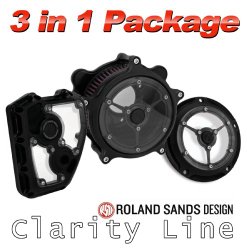Roland Sands Design Clarity Air Cleaner with Derby and Cam Cover Package – Black Ops For Harley Davidson 2008 to Present FLHT/FLHX/FLTR Throttle By Wire Models