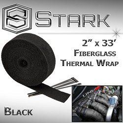 Stark Thermal Wrap 2″ Wide x 33′ Long – Fiberglass Heat Shield Exhaust Manifold / Header Wrap – Black