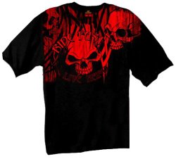 Hot Leathers Over the Top Skull Short Sleeve Tee (Black, Large)