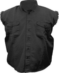 Mens Black Cotton Twill Sleeveless Shirt AL-2901-XL